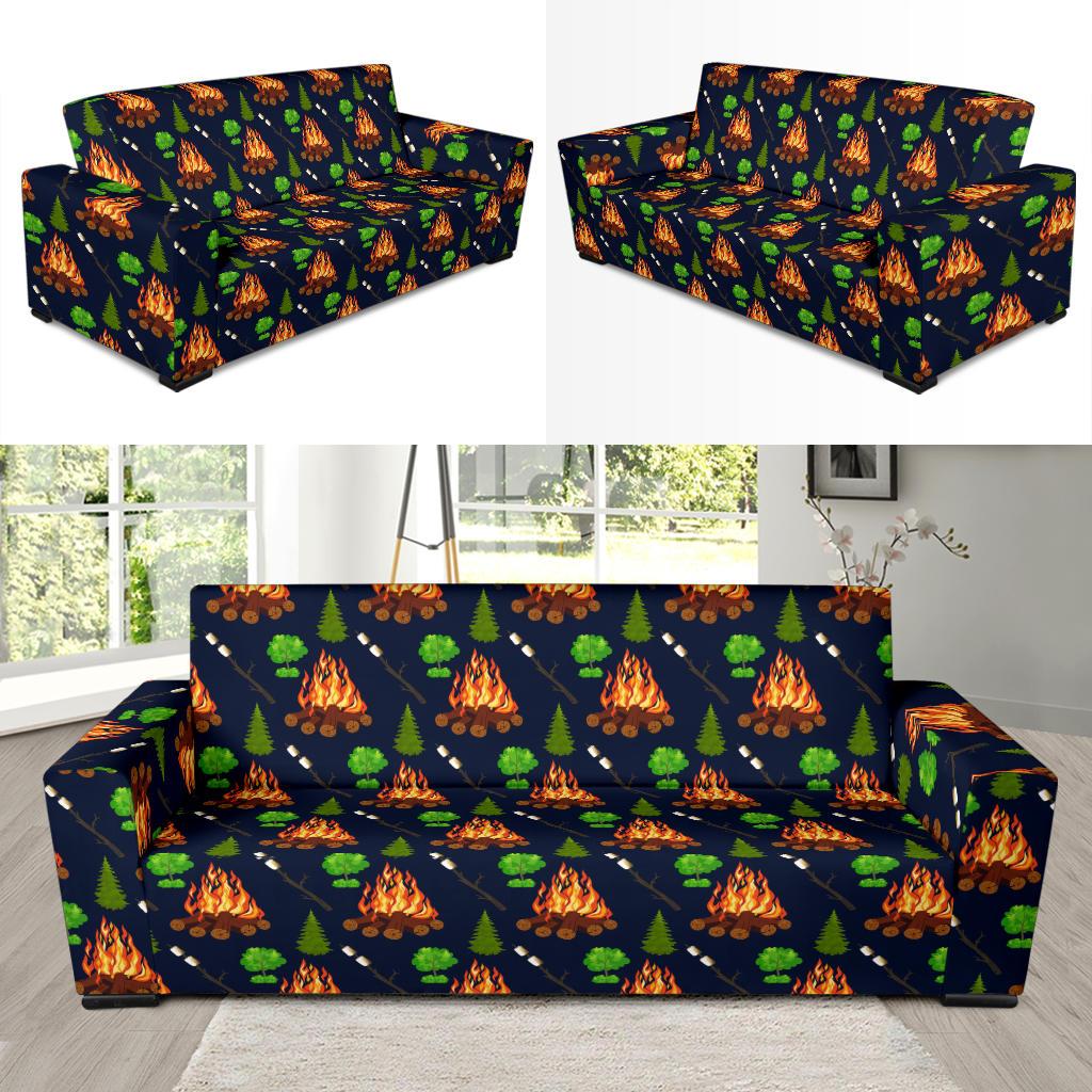 Camfire marshmallow Camping Design Print Sofa Slipcover-JTAMIGO.COM