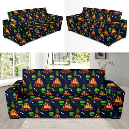 Camfire marshmallow Camping Design Print Sofa Slipcover-JTAMIGO.COM