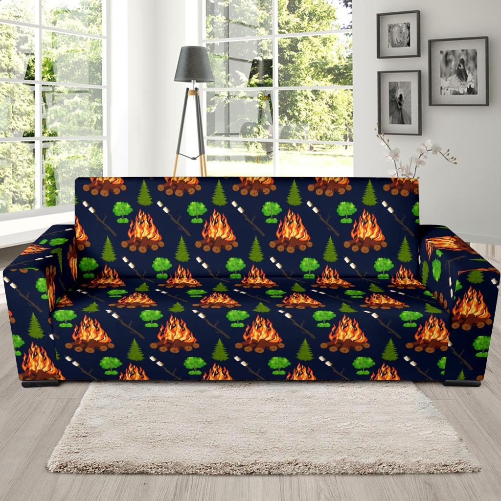 Camfire marshmallow Camping Design Print Sofa Slipcover-JTAMIGO.COM