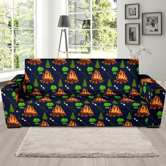 Camfire marshmallow Camping Design Print Sofa Slipcover-JTAMIGO.COM