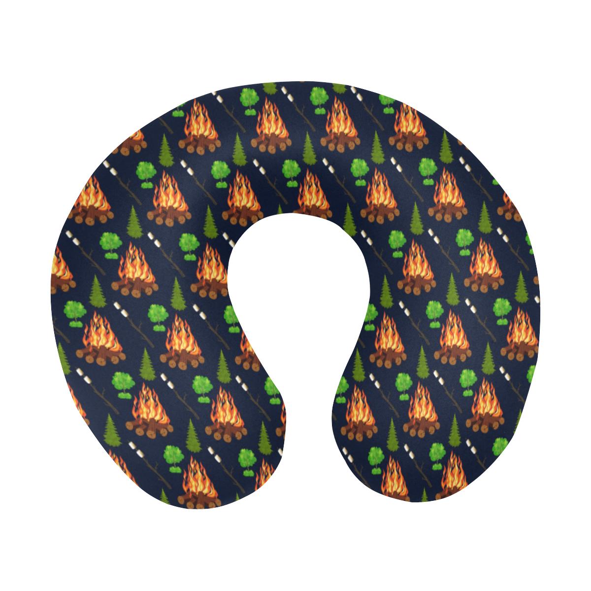 Camfire marshmallow Camping Design Print U-Shaped Travel Neck Pillow-JTAMIGO.COM