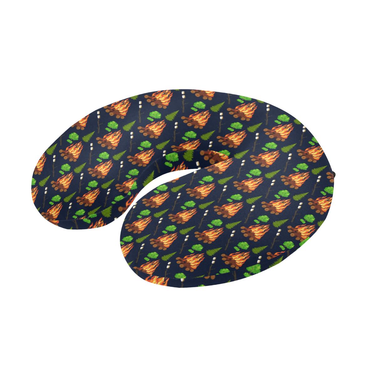 Camfire marshmallow Camping Design Print U-Shaped Travel Neck Pillow-JTAMIGO.COM