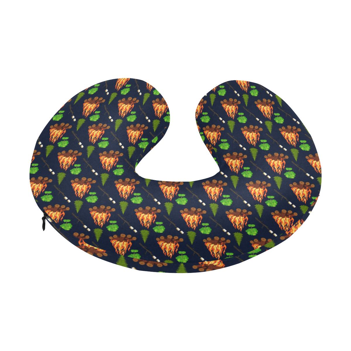 Camfire marshmallow Camping Design Print U-Shaped Travel Neck Pillow-JTAMIGO.COM