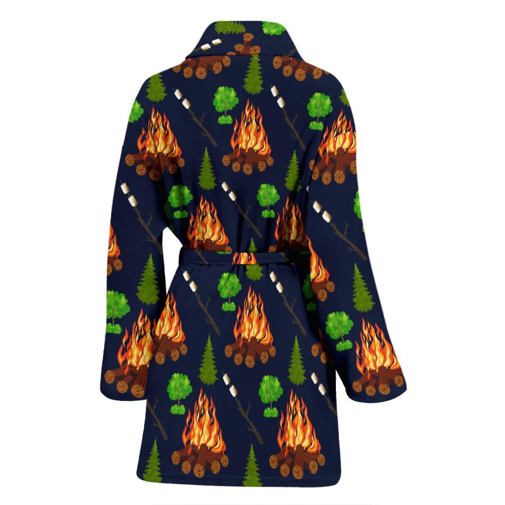 Camfire marshmallow Camping Design Print Women Bath Robe-JTAMIGO.COM