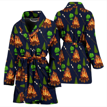 Camfire marshmallow Camping Design Print Women Bath Robe-JTAMIGO.COM