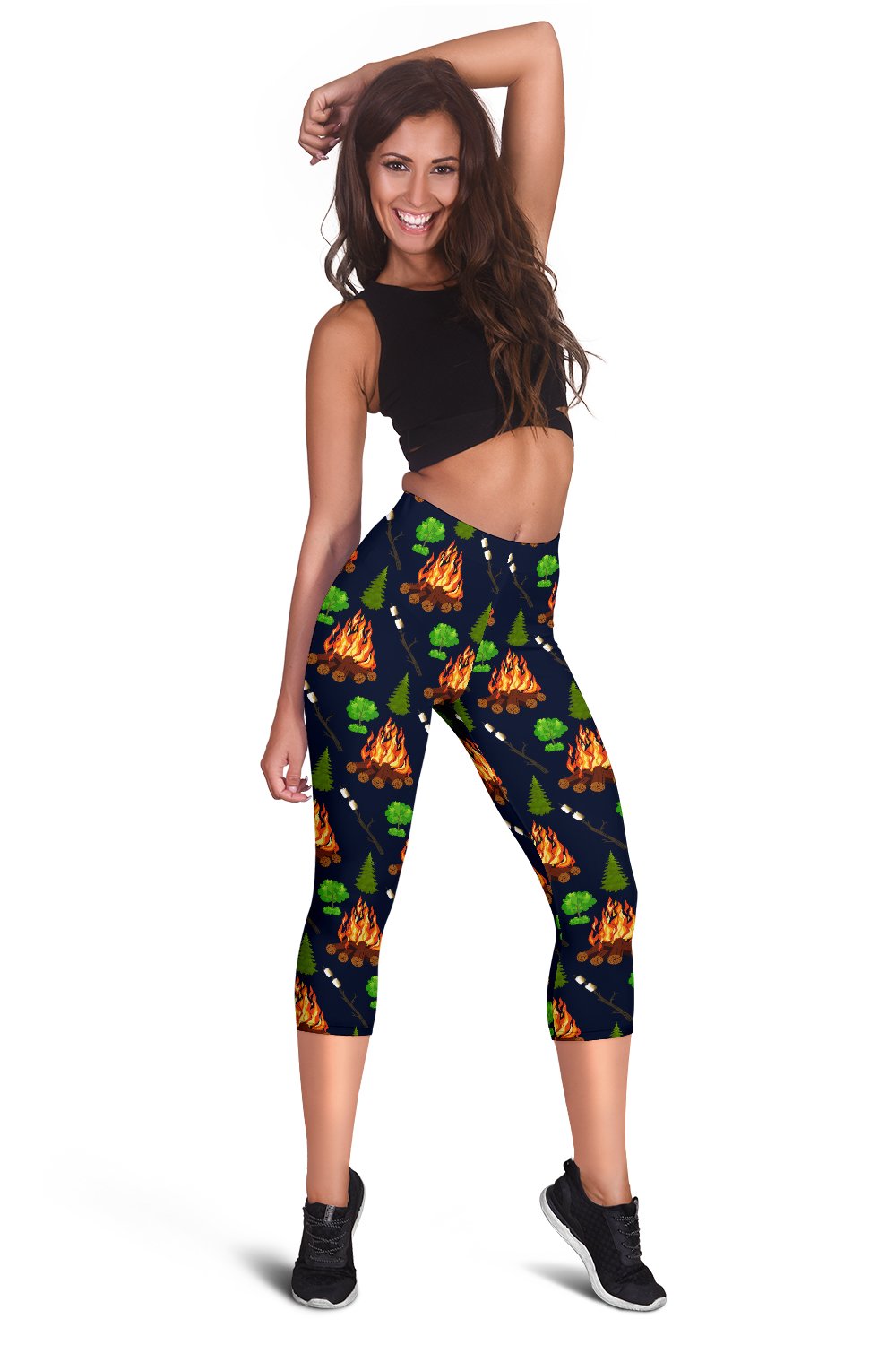 Camfire marshmallow Camping Design Print Women Capris