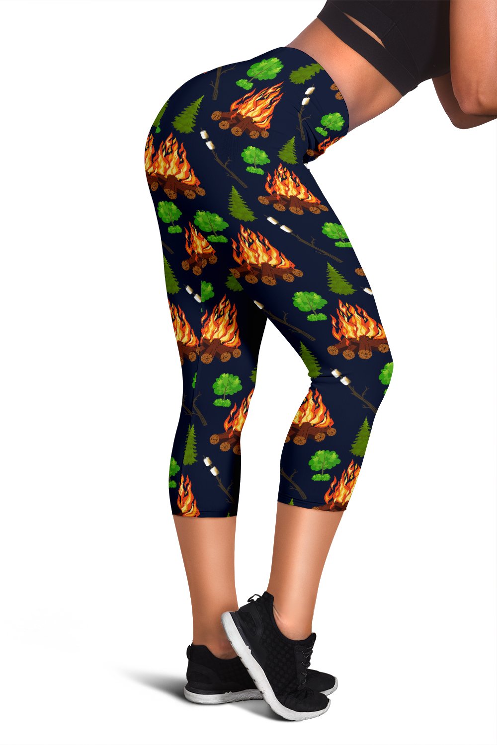Camfire marshmallow Camping Design Print Women Capris