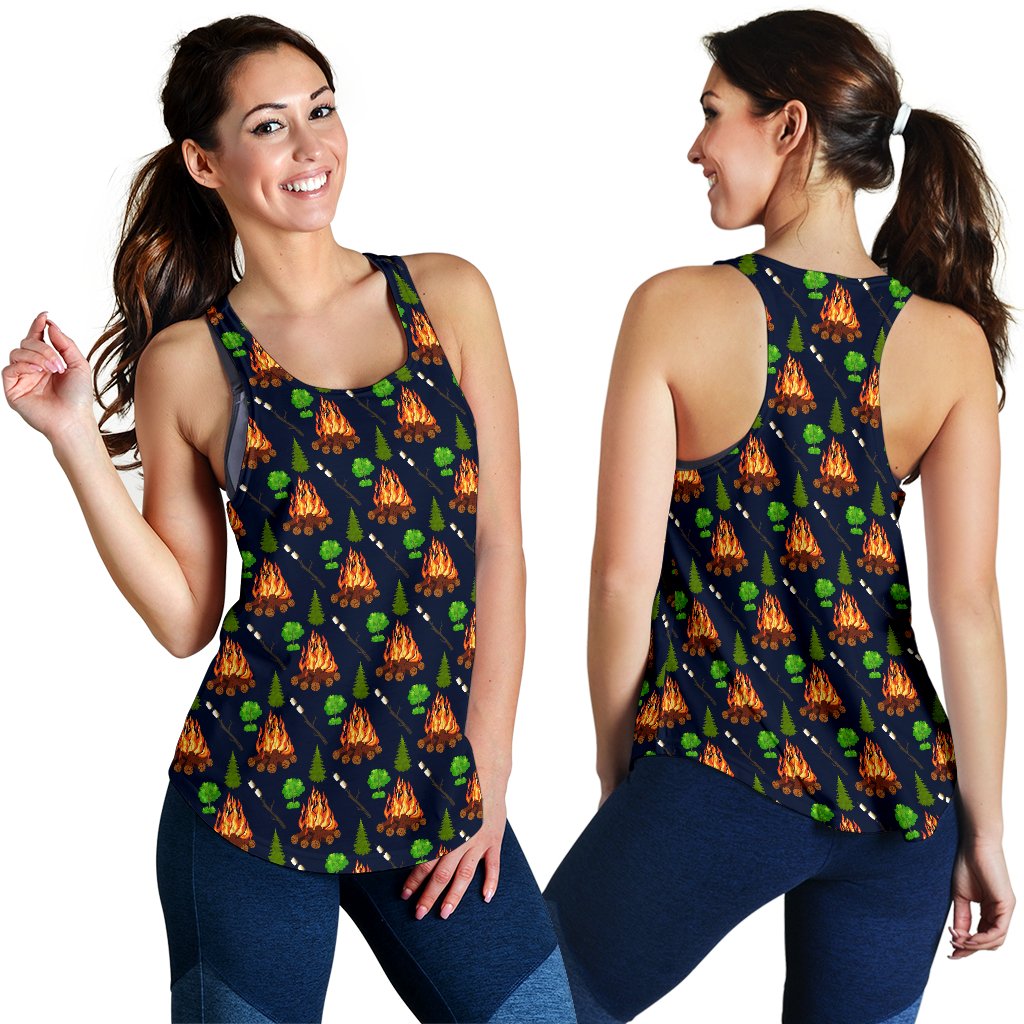 Camfire Marshmallow Camping Design Print Women Racerback Tank Top