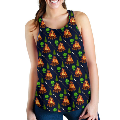 Camfire Marshmallow Camping Design Print Women Racerback Tank Top