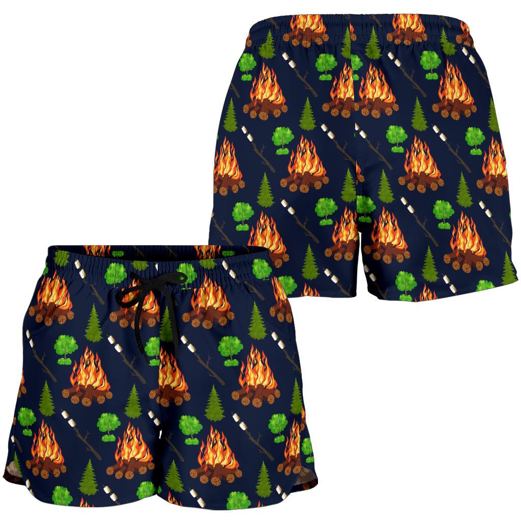Camfire marshmallow Camping Design Print Women Shorts-JTAMIGO.COM