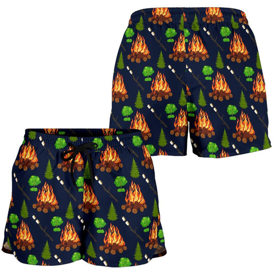 Camfire marshmallow Camping Design Print Women Shorts-JTAMIGO.COM