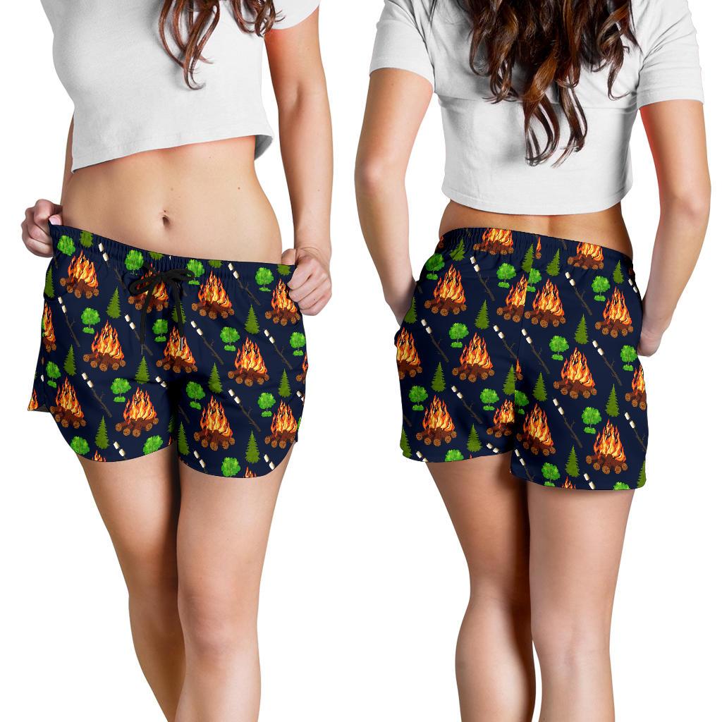 Camfire marshmallow Camping Design Print Women Shorts-JTAMIGO.COM