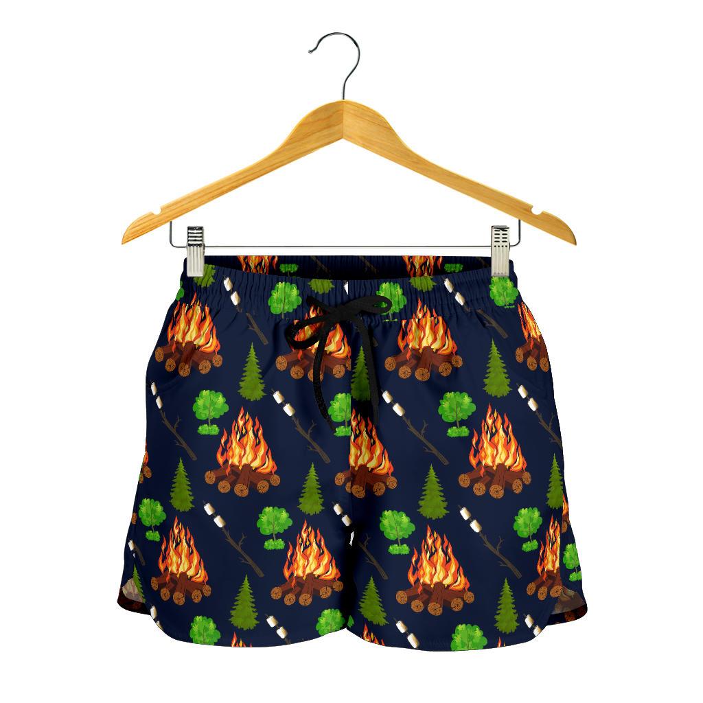 Camfire marshmallow Camping Design Print Women Shorts-JTAMIGO.COM