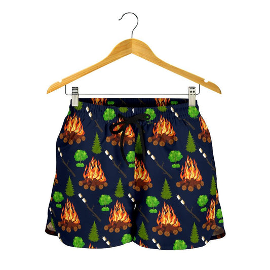 Camfire marshmallow Camping Design Print Women Shorts-JTAMIGO.COM
