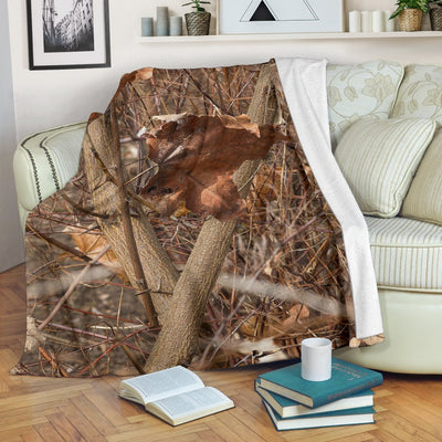 Camo Realistic Tree Forest Autumn Print Fleece Blanket