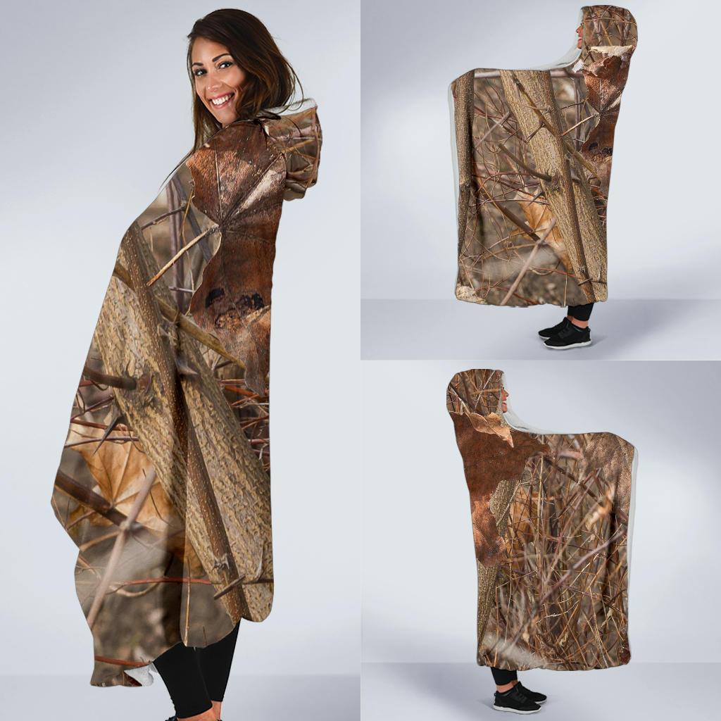 Camo Realistic Tree Forest Autumn Print Hooded Blanket-JTAMIGO.COM