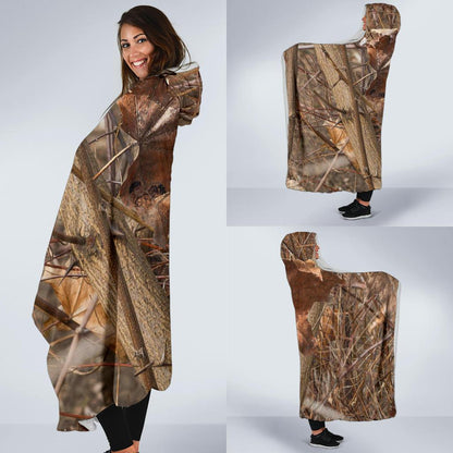 Camo Realistic Tree Forest Autumn Print Hooded Blanket-JTAMIGO.COM