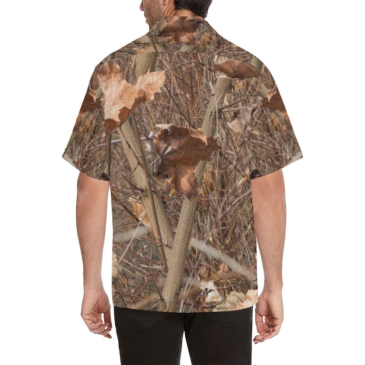 Camo Realistic Tree Forest Autumn Print Men Aloha Hawaiian Shirt