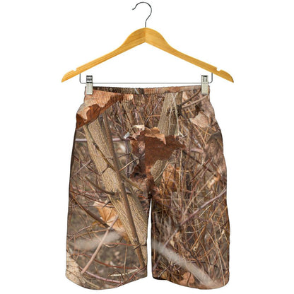 Camo Realistic Tree Forest Autumn Print Mens Shorts-JTAMIGO.COM