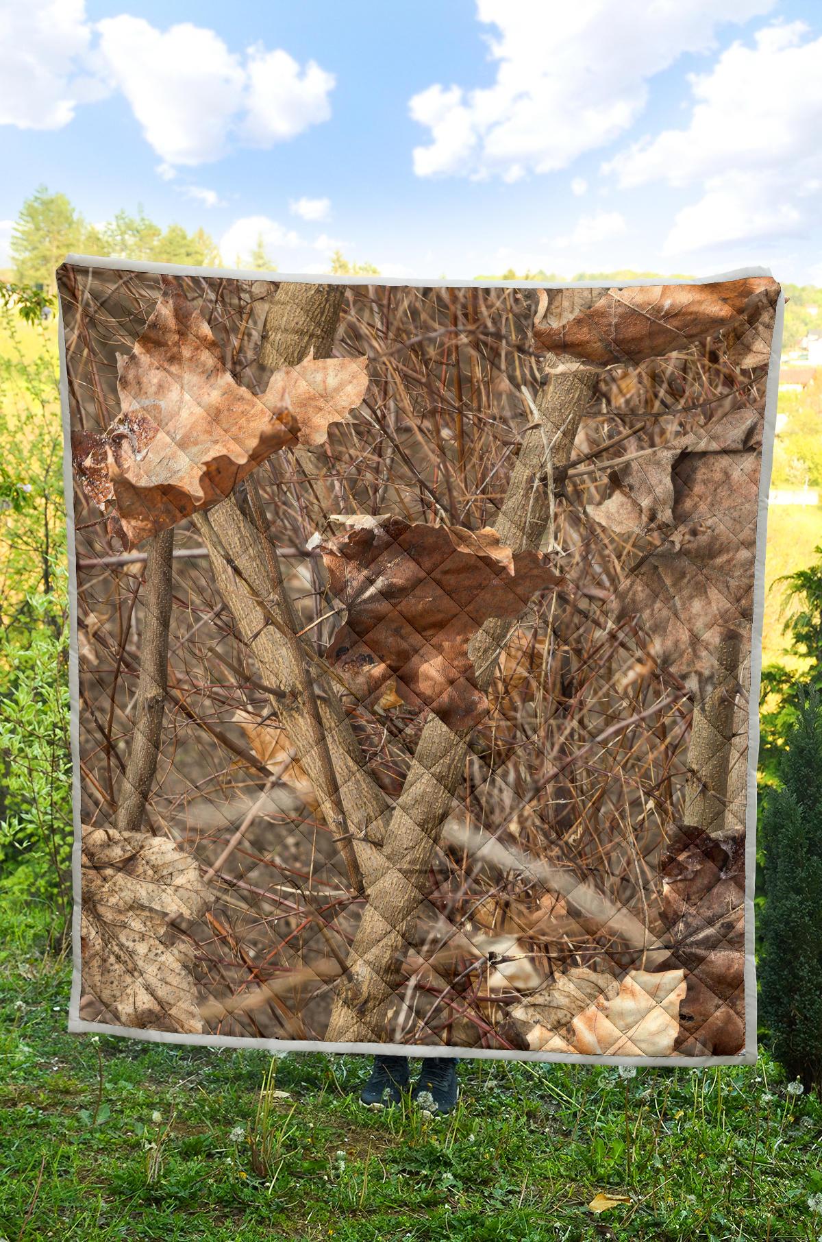 Camo Realistic Tree Forest Autumn Print Premium Quilt-JTAMIGO.COM