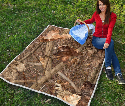 Camo Realistic Tree Forest Autumn Print Premium Quilt-JTAMIGO.COM