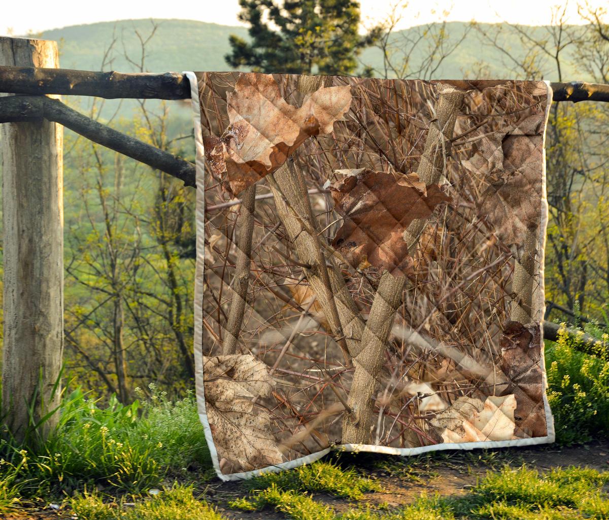 Camo Realistic Tree Forest Autumn Print Premium Quilt-JTAMIGO.COM