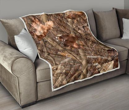 Camo Realistic Tree Forest Autumn Print Premium Quilt-JTAMIGO.COM
