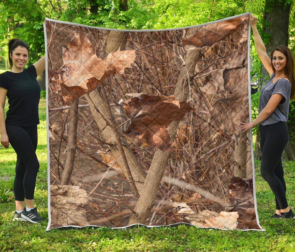 Camo Realistic Tree Forest Autumn Print Premium Quilt-JTAMIGO.COM