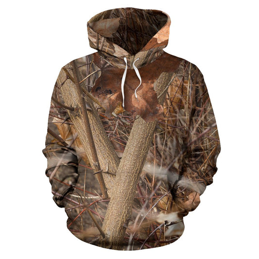 Camo Realistic Tree Forest Autumn Print Pullover Hoodie