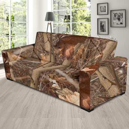 Camo Realistic Tree Forest Autumn Print Sofa Slipcover-JTAMIGO.COM