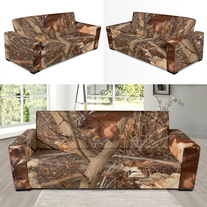 Camo Realistic Tree Forest Autumn Print Sofa Slipcover-JTAMIGO.COM
