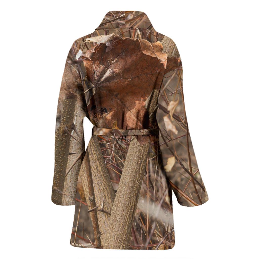 Camo Realistic Tree Forest Autumn Print Women Bath Robe-JTAMIGO.COM