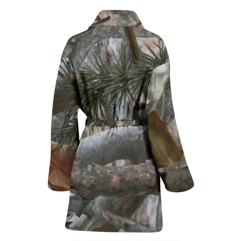 Camo Realistic Tree Forest Autumn Print Women Bath Robe-JTAMIGO.COM