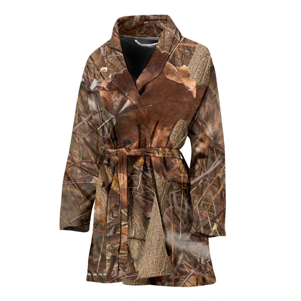 Camo Realistic Tree Forest Autumn Print Women Bath Robe-JTAMIGO.COM