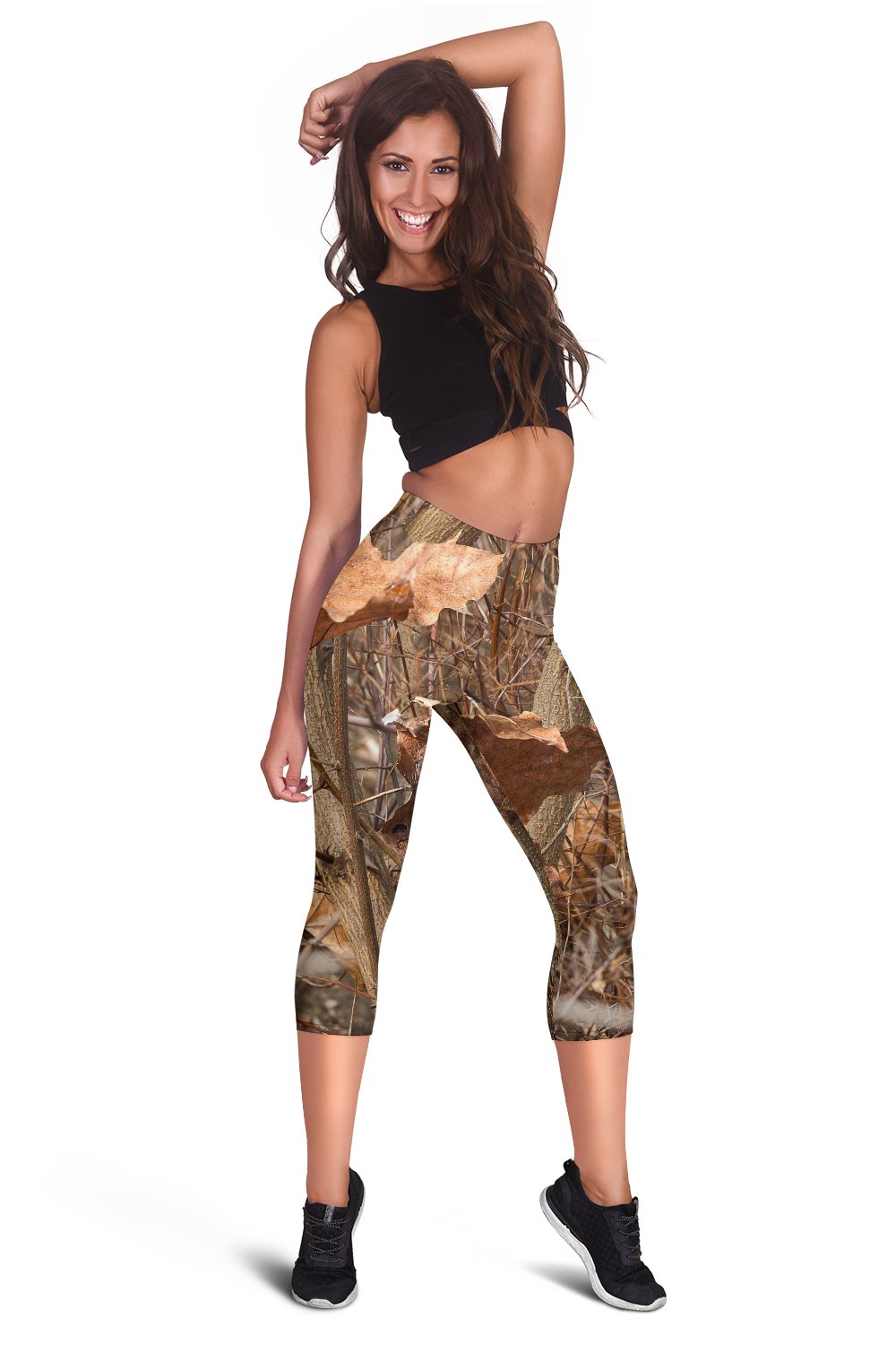 Camo Realistic Tree Forest Autumn Print Women Capris