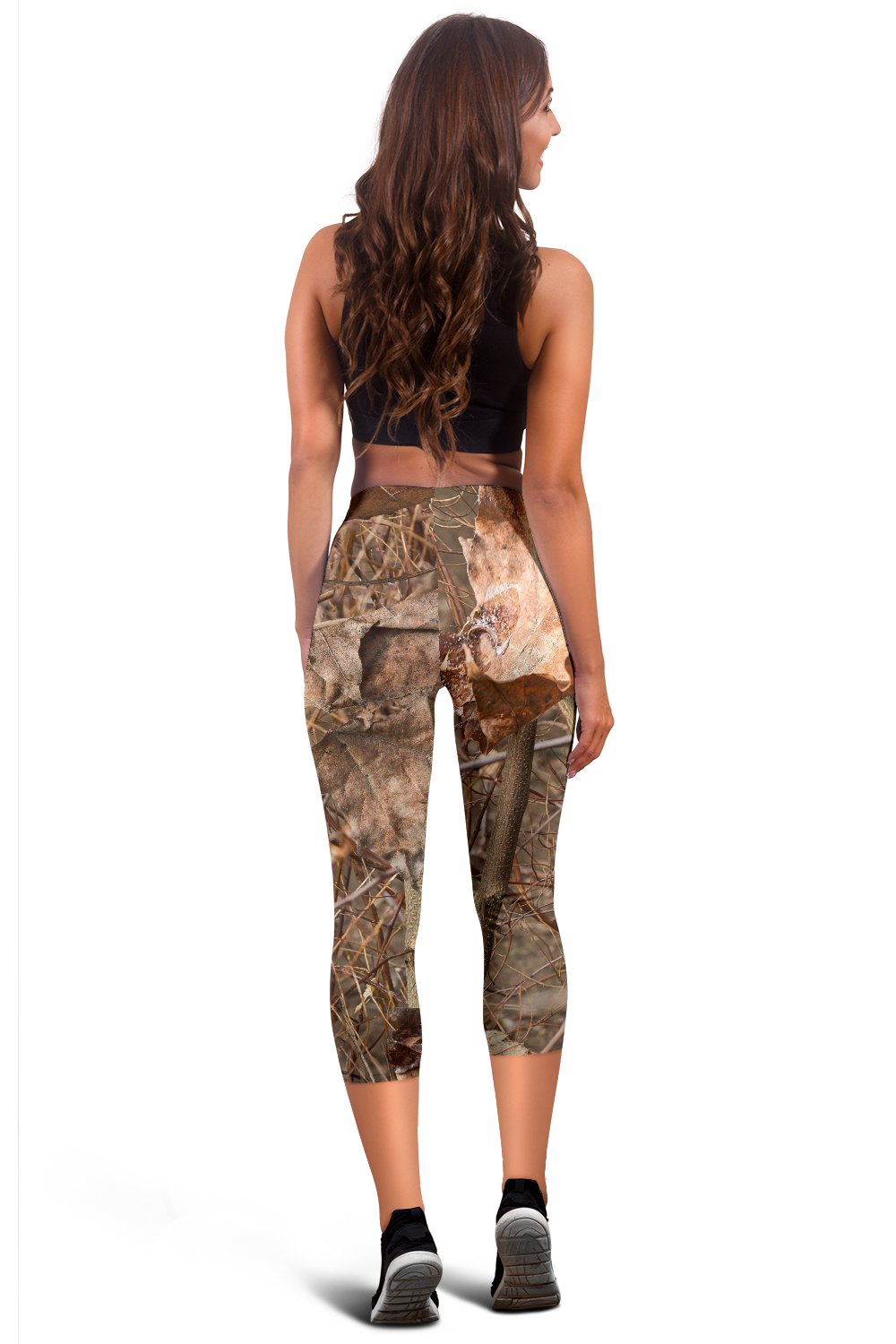 Camo Realistic Tree Forest Autumn Print Women Capris
