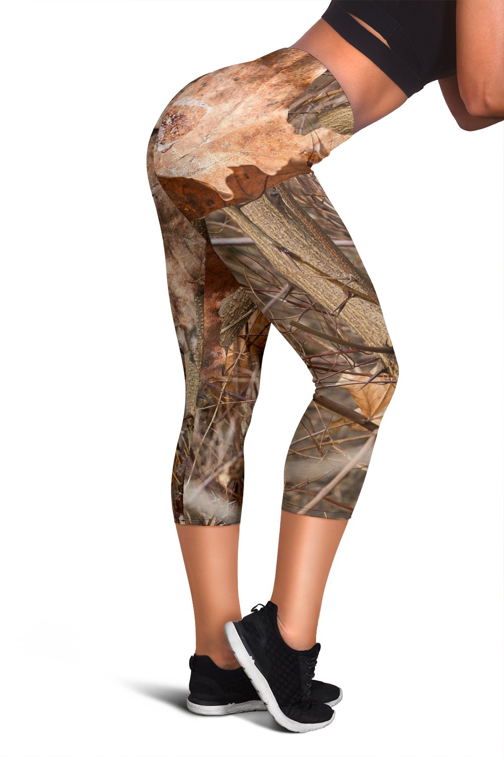 Camo Realistic Tree Forest Autumn Print Women Capris
