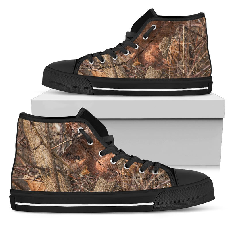 Camo Realistic Tree Forest Autumn Print Women High Top Shoes