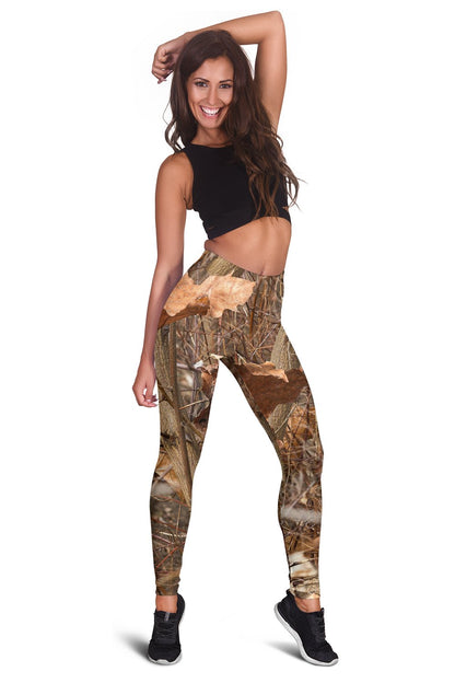 Camo Realistic Tree Forest Autumn Print Women Leggings