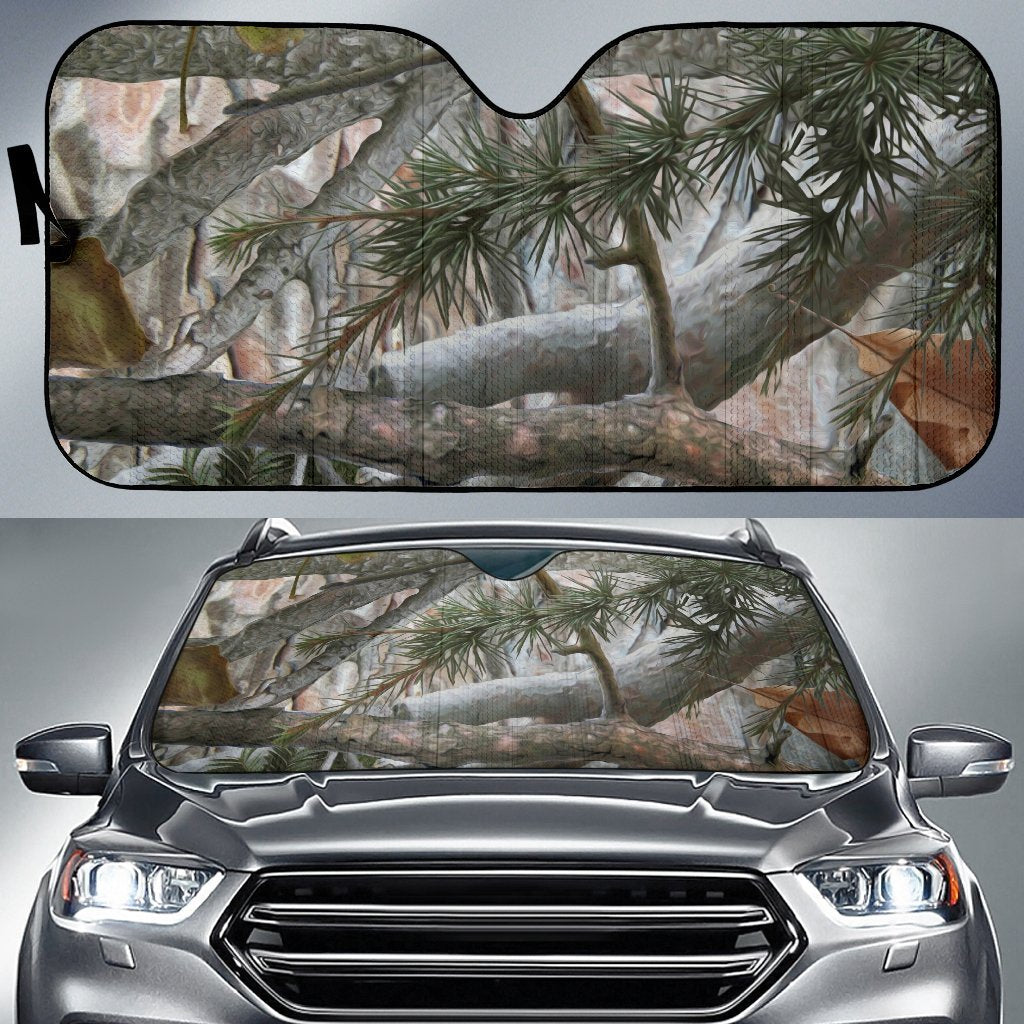 Camo Realistic Tree Forest Pattern Car Sun Shade For Windshield