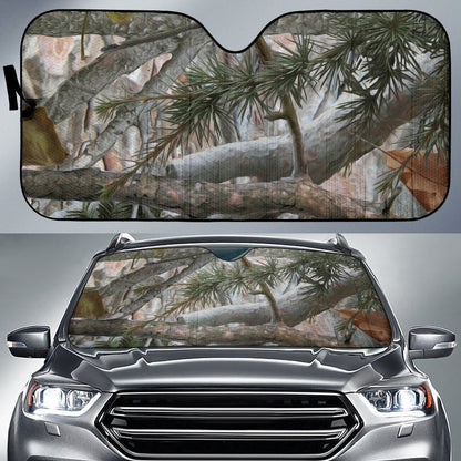 Camo Realistic Tree Forest Pattern Car Sun Shade For Windshield