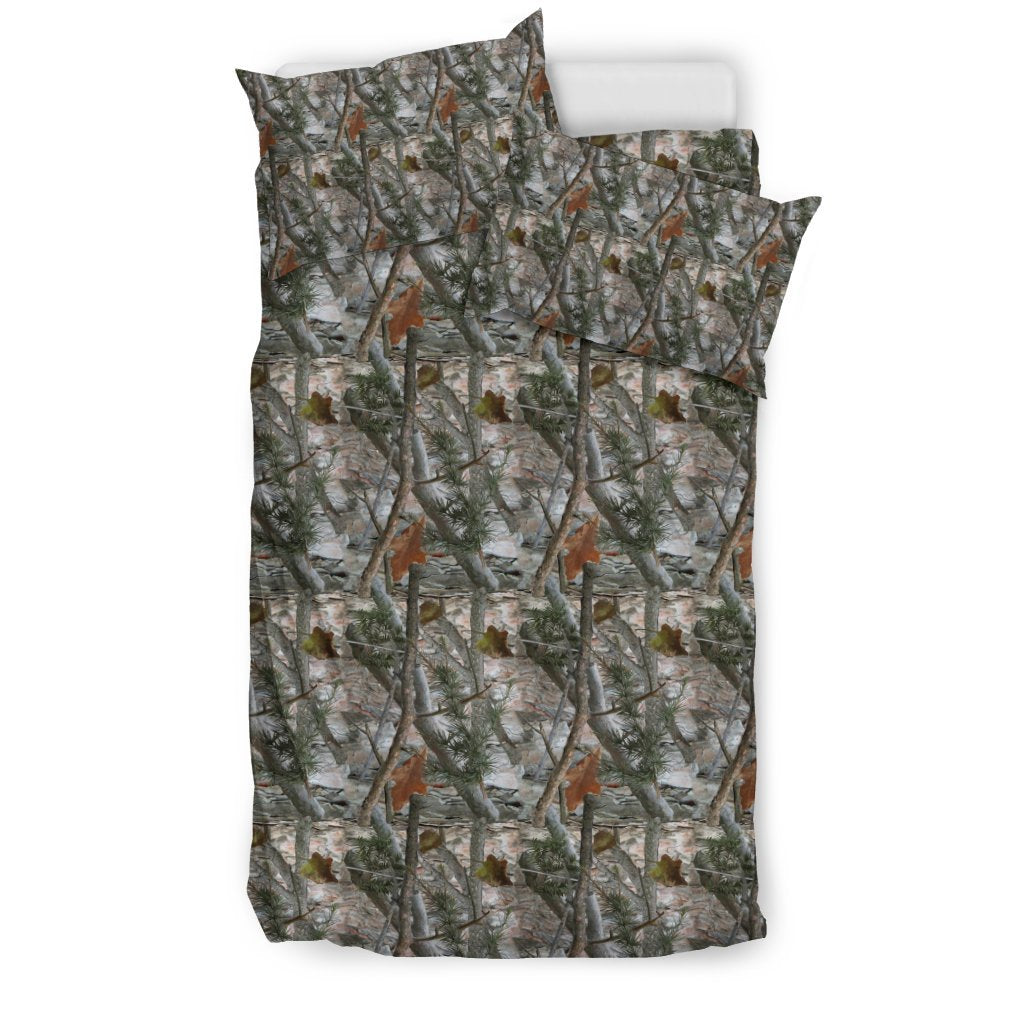 Camo Realistic Tree Forest Pattern Duvet Cover Bedding Set