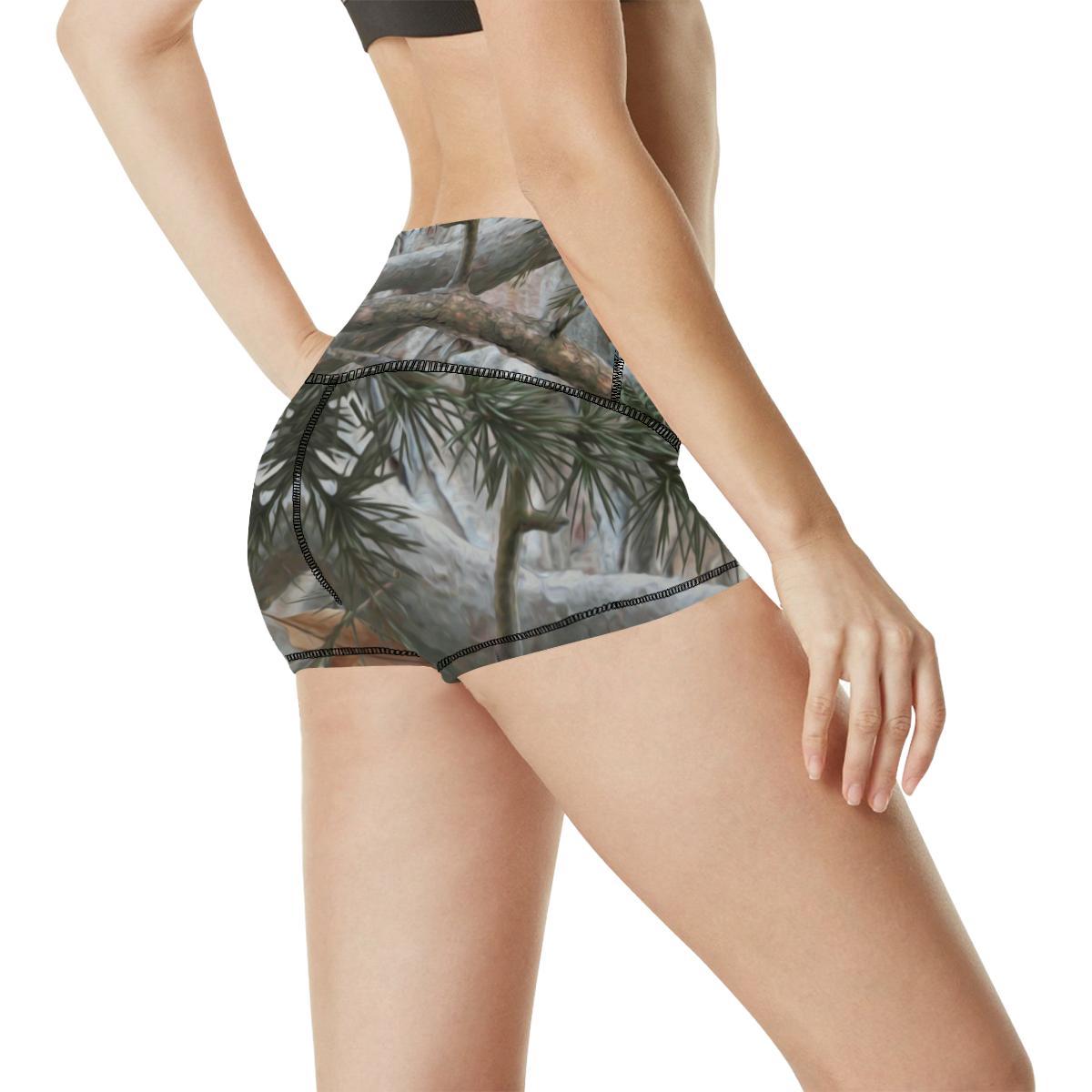 Camo Realistic Tree Forest Pattern High Waisted Spandex Shorts-JTAMIGO.COM