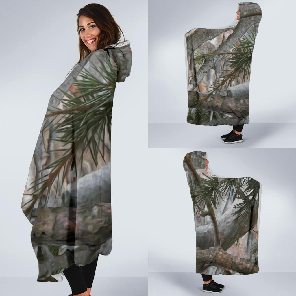 Camo Realistic Tree Forest Pattern Hooded Blanket-JTAMIGO.COM