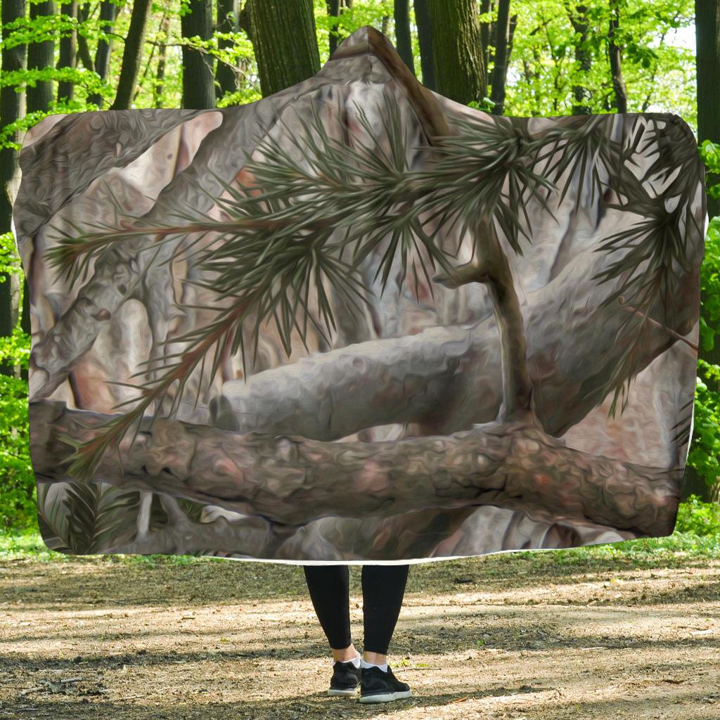 Camo Realistic Tree Forest Pattern Hooded Blanket-JTAMIGO.COM