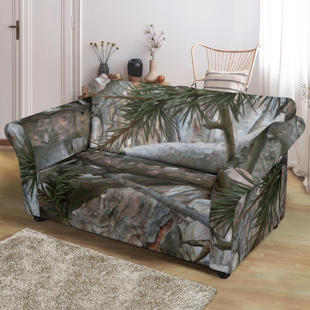 Camo Realistic Tree Forest Pattern Loveseat Slipcover-JTAMIGO.COM