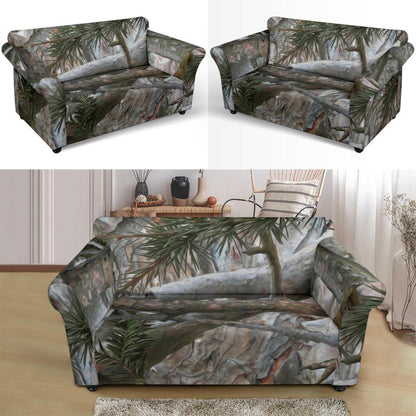 Camo Realistic Tree Forest Pattern Loveseat Slipcover-JTAMIGO.COM