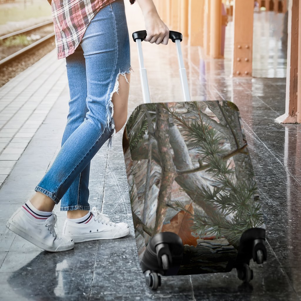 Camo Realistic Tree Forest Pattern Luggage Cover Protector
