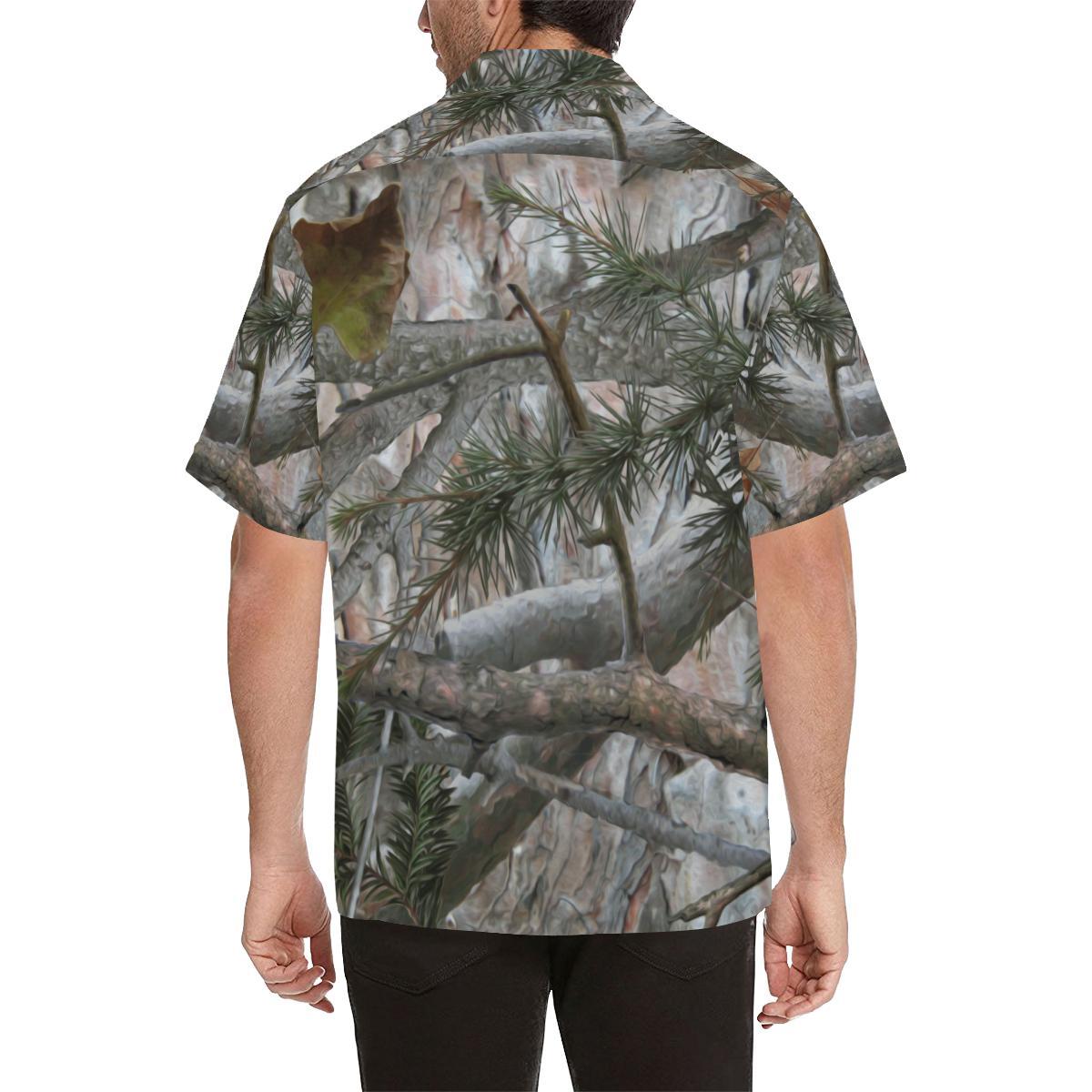 Camo Realistic Tree Forest Pattern Men Aloha Hawaiian Shirt