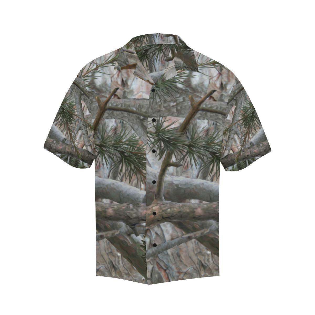 Camo Realistic Tree Forest Pattern Men Aloha Hawaiian Shirt